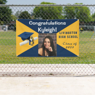 Blue and Gold Vinyl Graduation Photo Banner