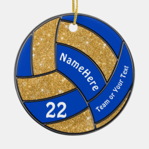 Blue and Gold Volleyball Ornament Personalised