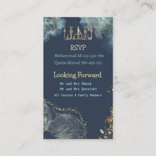 Blue and gold Walima RSVP Enclosure Card