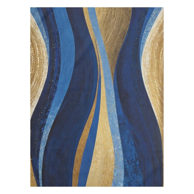 Blue and Gold Waves Tablecloth (Front)