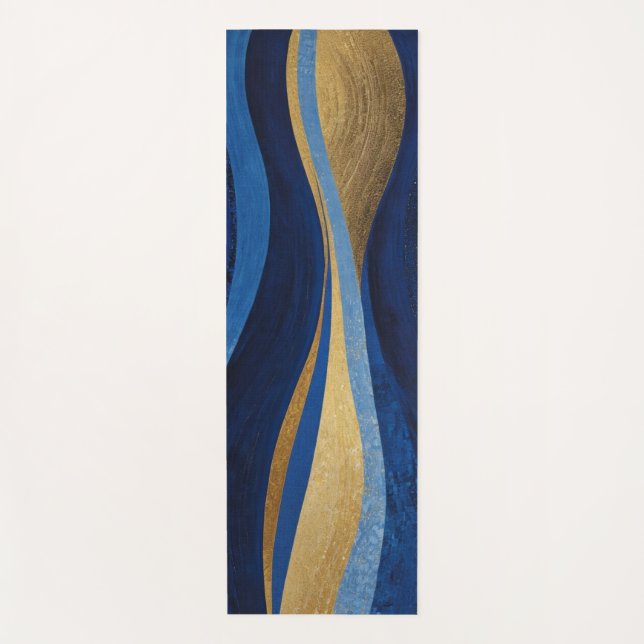 Blue and Gold Waves Yoga Mat (Front)