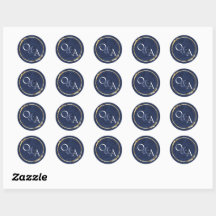 Blue and Gold Wedding Monogram, Party Favour