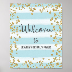 Blue and Gold Welcome Poster Print