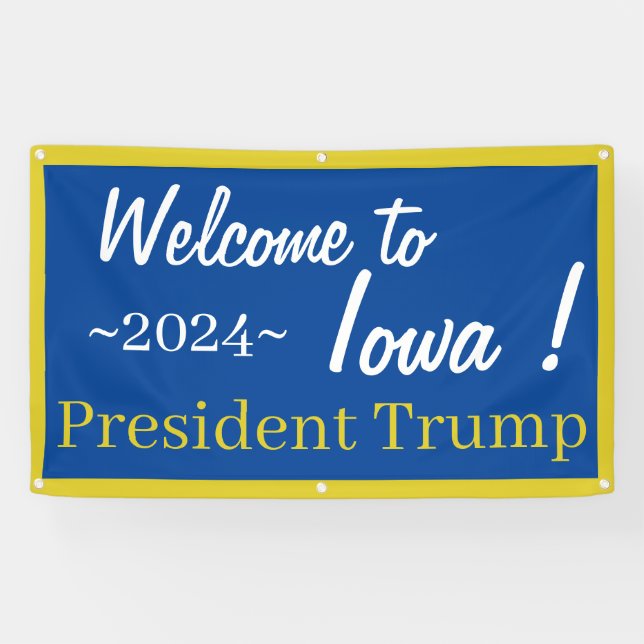 Blue and Gold Welcome to Iowa Mr President! Banner (Horizontal)