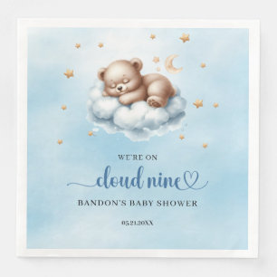 Blue and gold We're on cloud nine teddy bear boy Napkin