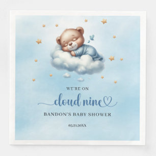 Blue and gold We're on cloud nine teddy bear boy Napkin