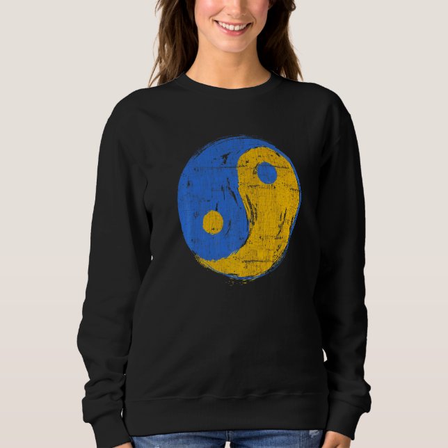 Blue And Gold Yin Yang Mindfulness Sweatshirt (Front)