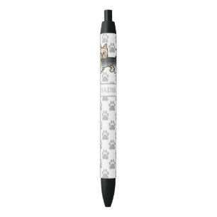Blue And Gold Yorkshire Terrier Cartoon Dog & Name Black Ink Pen