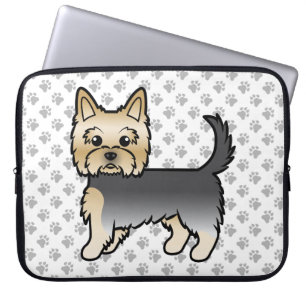 Blue And Gold Yorkshire Terrier Cartoon Dog & Paws Laptop Sleeve