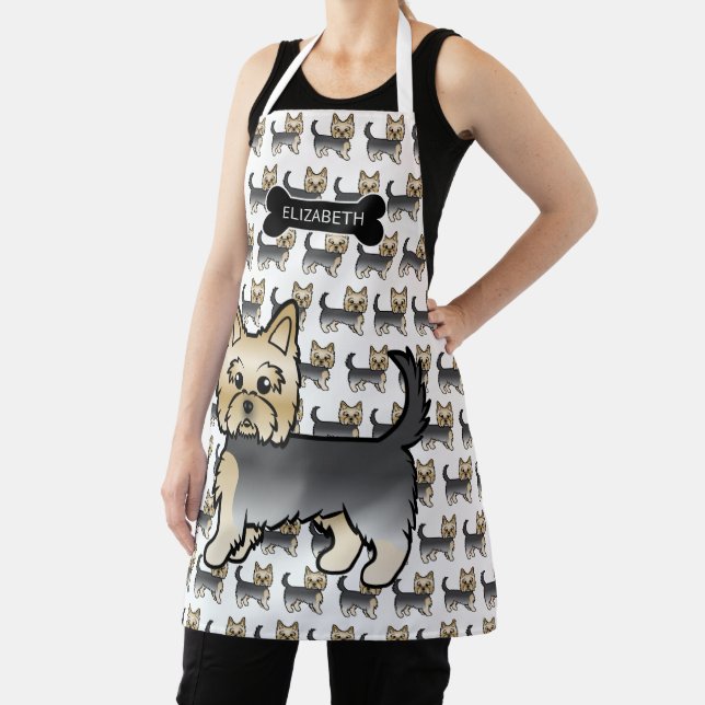 Blue And Gold Yorkshire Terrier Cute Dogs & Name Apron (Insitu)