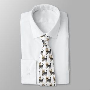 Blue And Gold Yorkshire Terrier Dog Pattern Tie