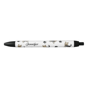 Blue And Gold Yorkshire Terrier With Paws & Name Black Ink Pen
