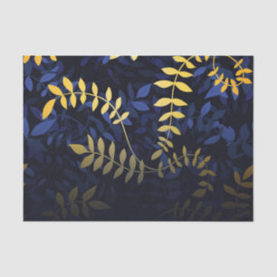 Blue and Golde Leaves Tissue Paper