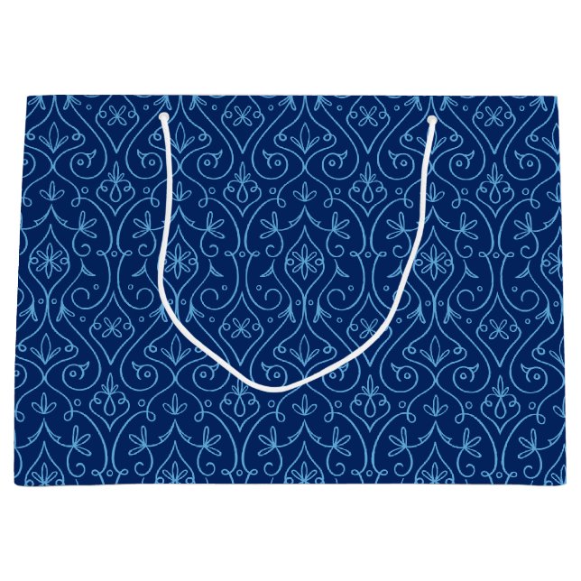 Blue and Golden Decorative Hanukkah Large Gift Bag (Front)