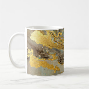 Blue and golden marble pattern coffee mug