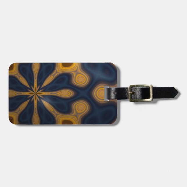 Blue and Golden Ornamental Egg Luggage Tag (Front Horizontal)