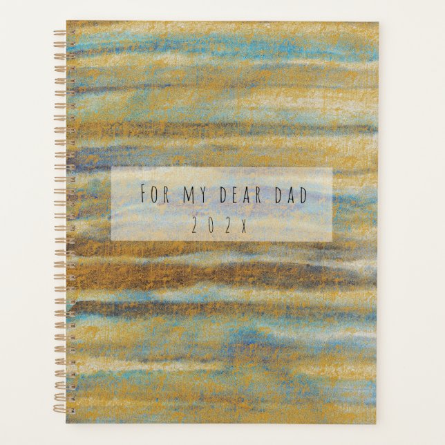 Blue and golden watercolour lines  planner (Front)