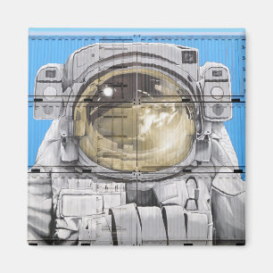 Blue and Gray Astronaut Wall Mural Artwork Magnet