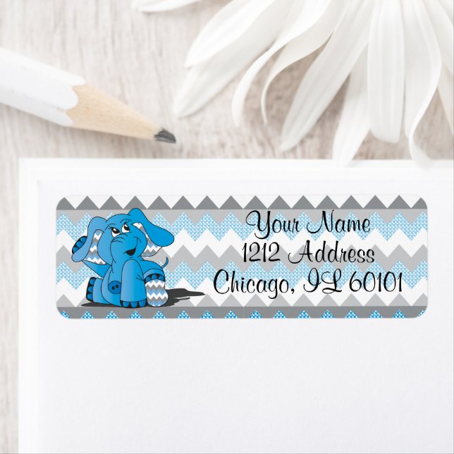 Blue and Gray Chevron Elephant   (Insitu)