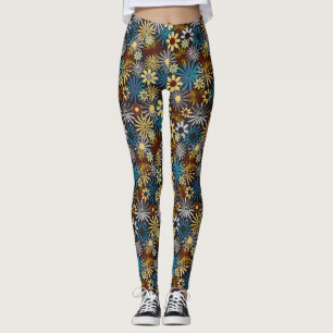 Blue and Gray Daisies Leggings