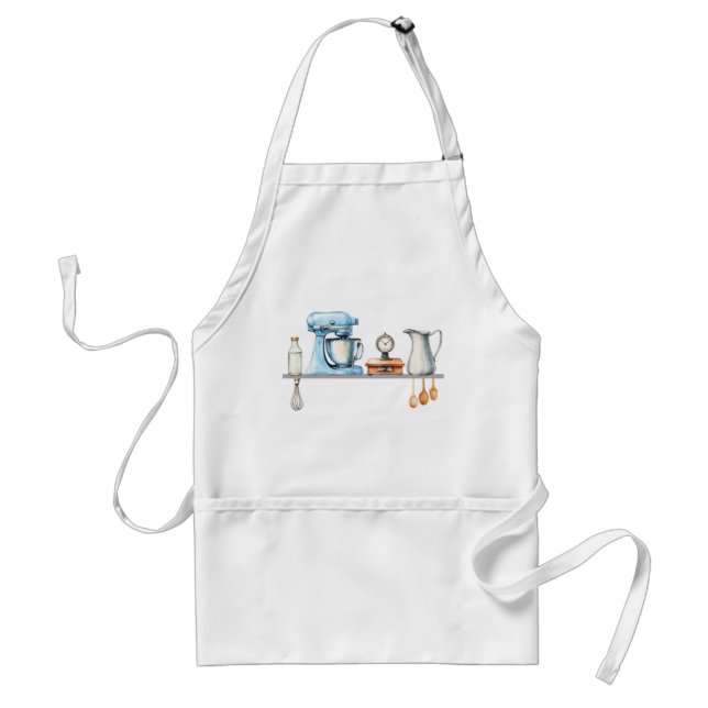Blue and Gray Kitchen Utensils Standard Apron (Front)