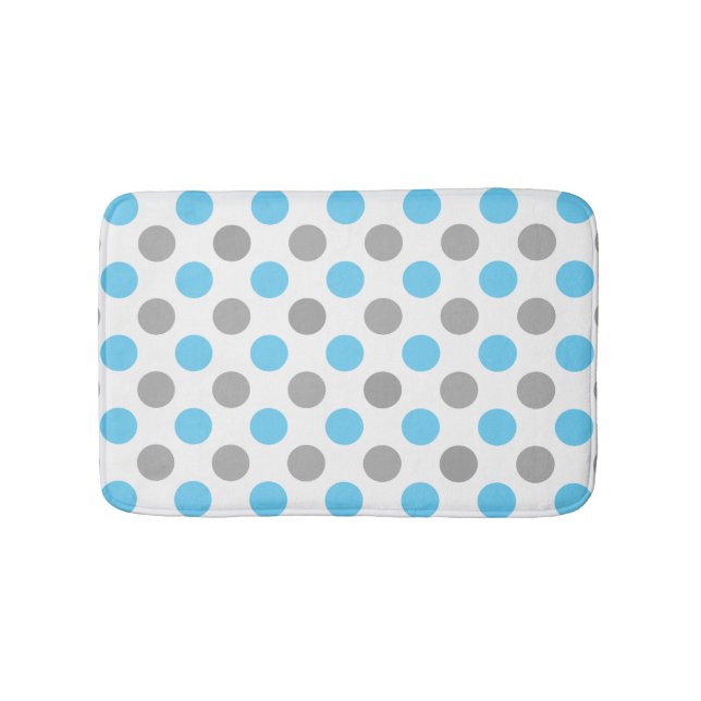 Blue and gray polka dots pattern bath mat (Front)