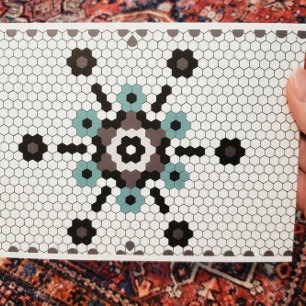 Blue and Gray Snowflake Tile Blank Holiday Card