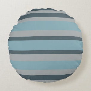Blue and Gray striped Round Cushion