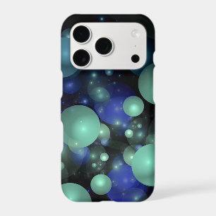 Blue and Green 3D Bubble Abstract Over Black