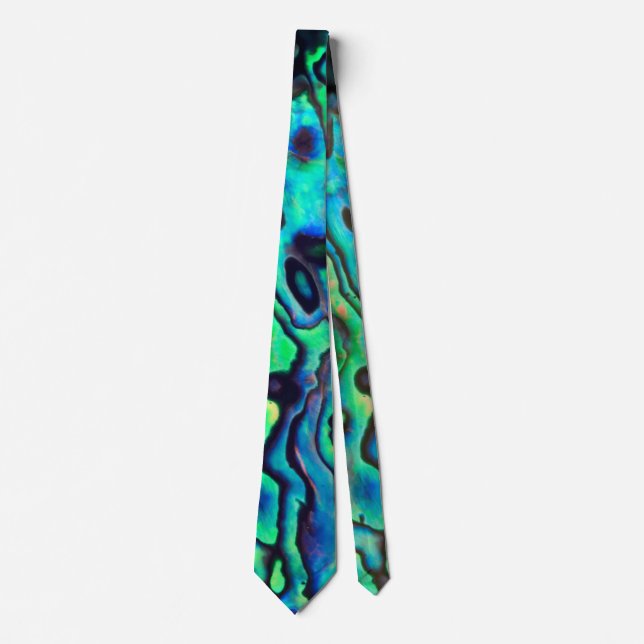 Blue and green abalone shell design tie (Front)