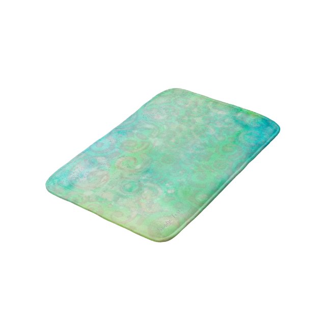 Blue and Green Abstract Art Bath Mat (Angled)