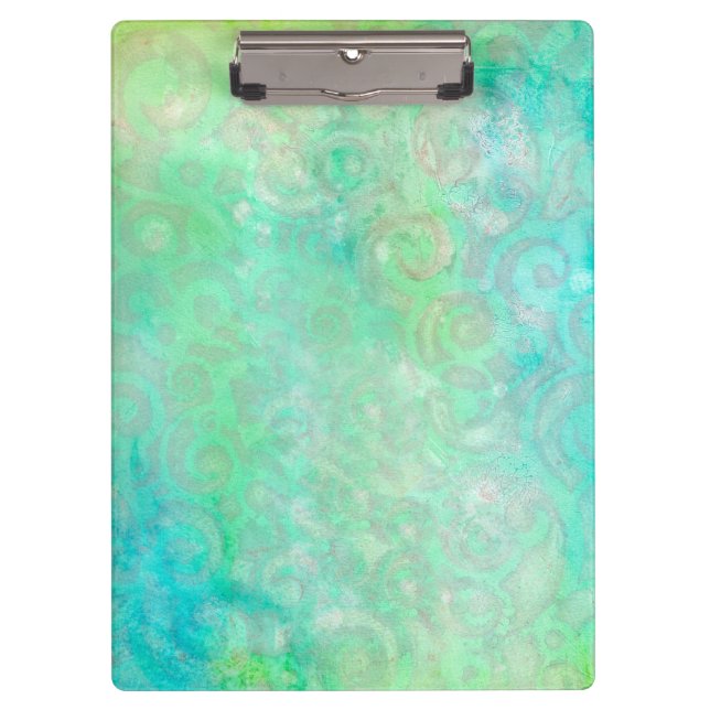 Blue and Green Abstract Art Clipboard (Front)