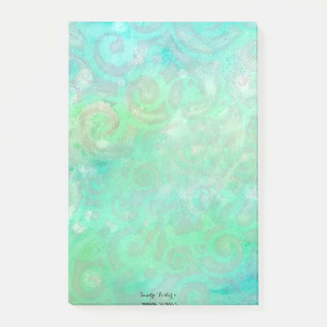 Blue and Green Abstract Art Post-it Notes (Front)