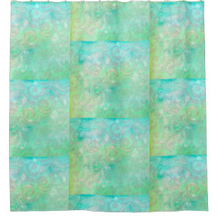 Blue and Green Abstract Art Shower Curtain