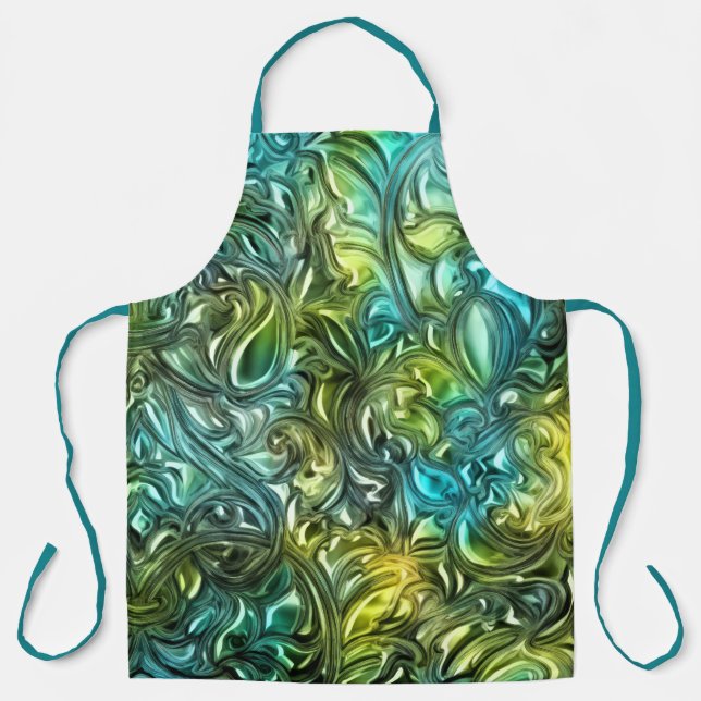 Blue and Green Abstract Design Apron (Front)