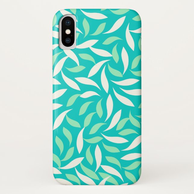 Blue and Green Abstract Floral Pattern Case-Mate iPhone Case (Back)