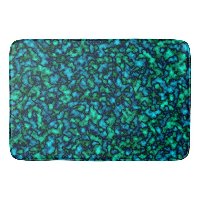 Blue and Green Abstract Pattern Bath Mat (Front)