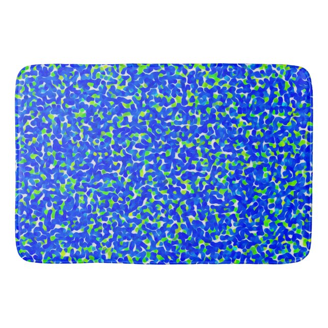 Blue and Green Abstract Pattern Bath Mat (Front)