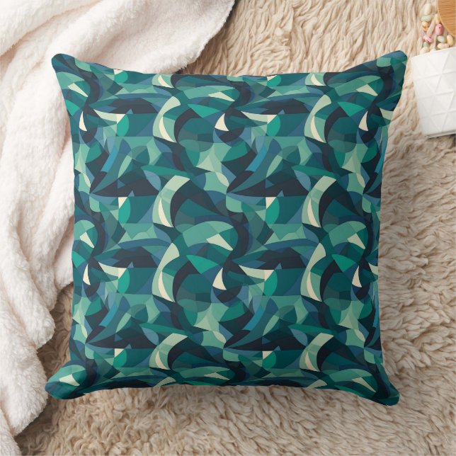 Blue and green abstract shapes pattern  cushion (Blanket)