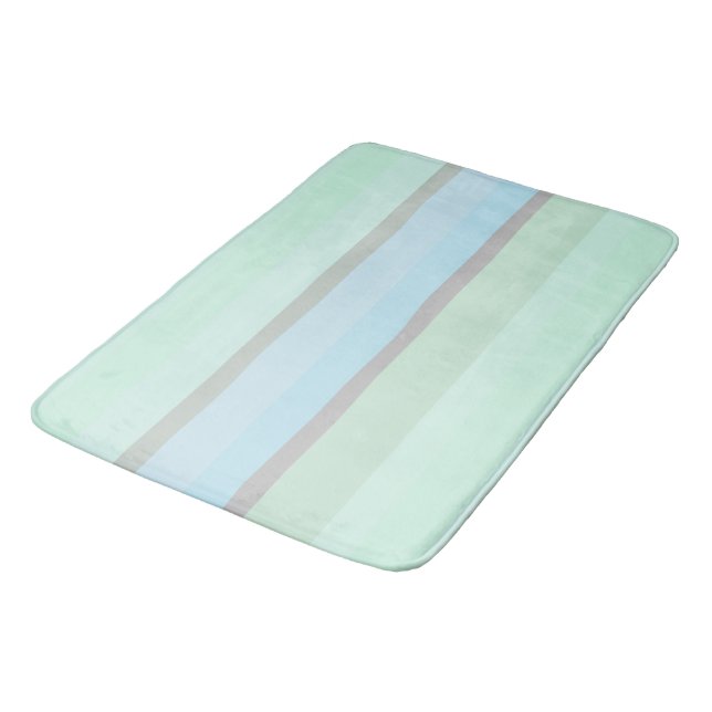 Blue and Green Abstract Stripes Bath Mat (Angled)