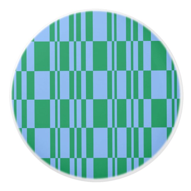 Blue and Green Abstract Stripes Dresser and Drawer Ceramic Knob (Front)