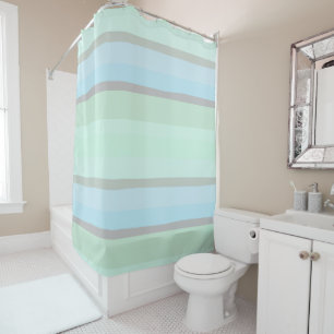 Blue and Green Abstract Stripes Shower Curtain