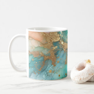 Blue and green alcohol ink coffee mug