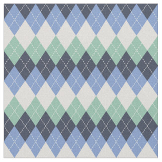 Blue and Green and Grey Argyle Fabric