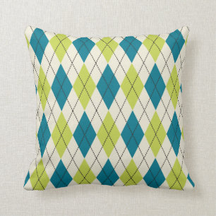 Blue And Green Argyle Cushion