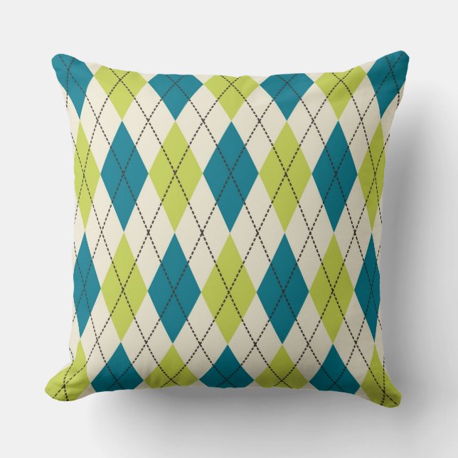 Blue And Green Argyle Cushion (Front)