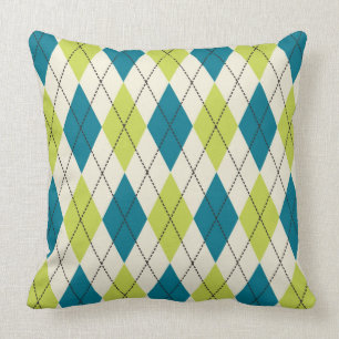 Blue And Green Argyle Cushion