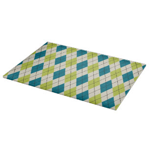 Blue And Green Argyle Cutting Board