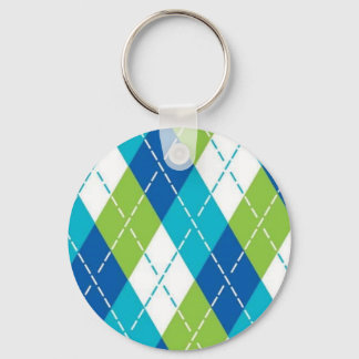 Blue and Green Argyle Key Ring