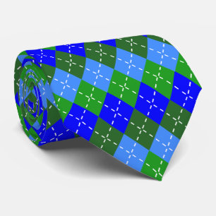 Blue and Green Argyle Men's Fashion Tie